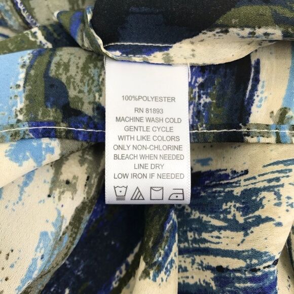 H by Halston colorful blue short-sleeve blouse- 16 - Picture 6 of 7